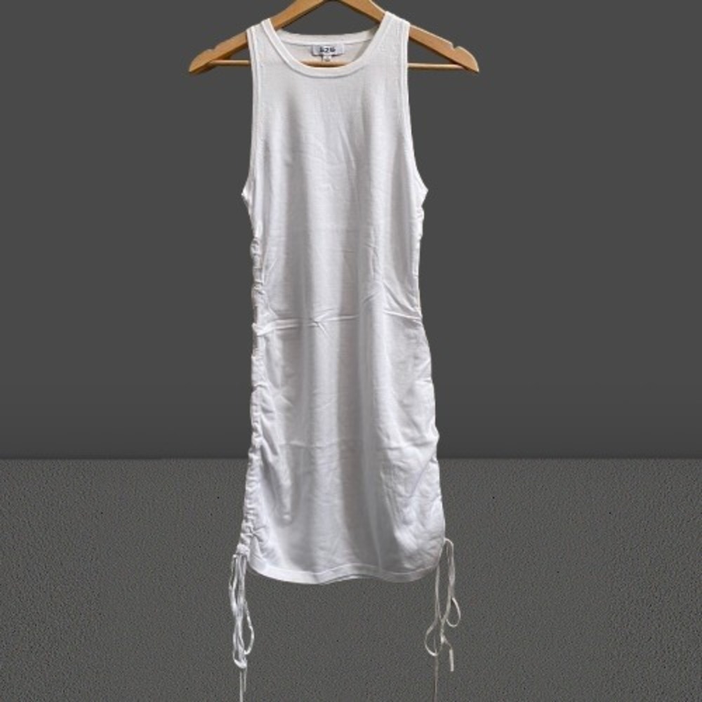 525‎ America Bodycon Stretchy Knit Sexy Tank Dress White Adjustable NEW Small
